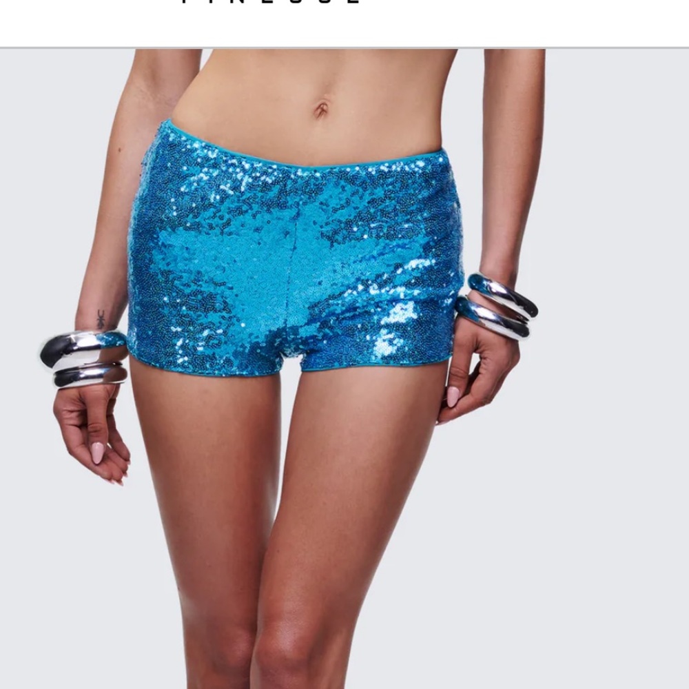 Blue Sequin Women's Shorts NWT Finesse